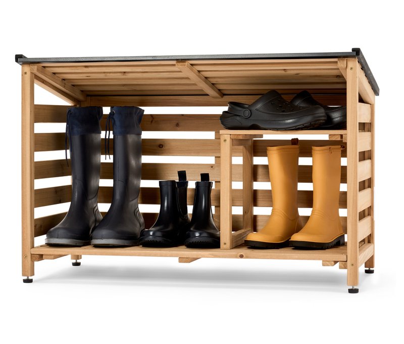 Tchibo - Outdoor-Schuhregal - 87,5x44x57,5cm - schwarz - Holz / Holz / Stahl
