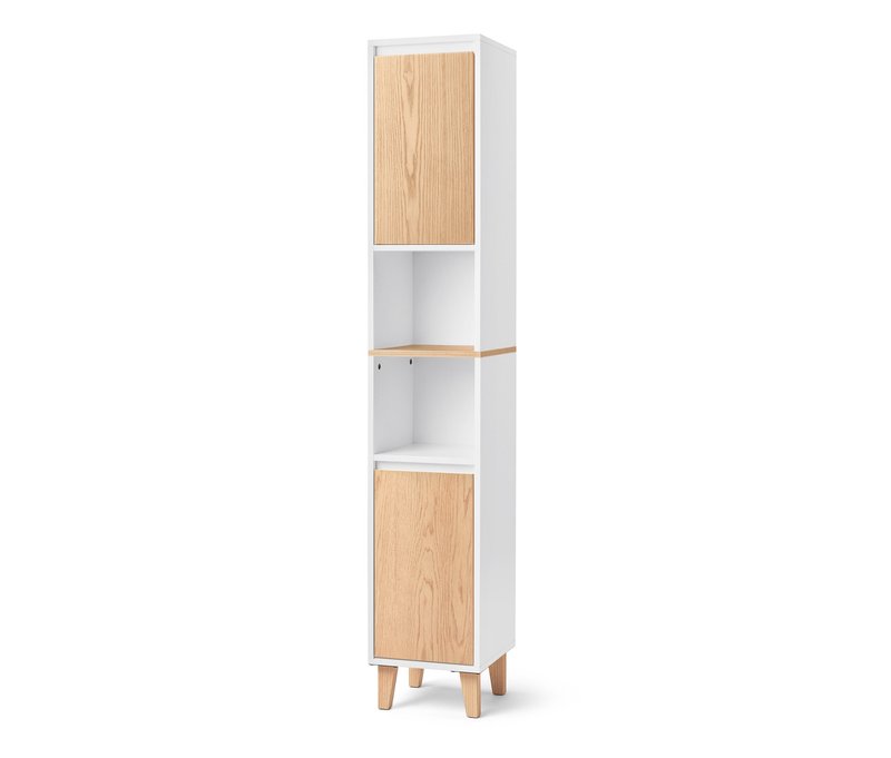 Tchibo - Bad-Hochschrank mit offenem Fach und 2 Türen - 30x30x170cm - braun -