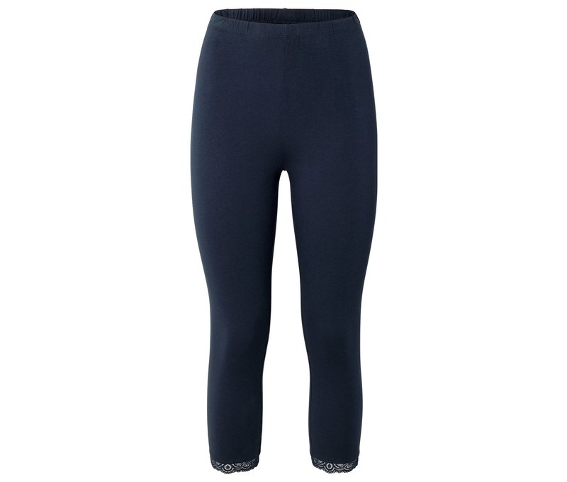 Tchibo - 3/4-Leggings mit Spitzenborte - Damen - Gr. XXL - dunkelblau