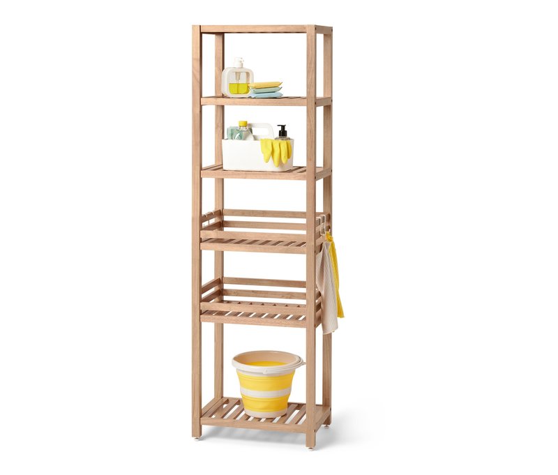 Tchibo - Massivholzregal - 45,7x30x150cm - braun - Rubberwood-Holz / Stahl