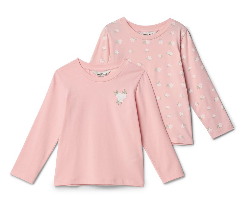Tchibo - 2 Kinder-Langarmshirts - Baby - Gr. 98/104 - hellrosa/geblümt