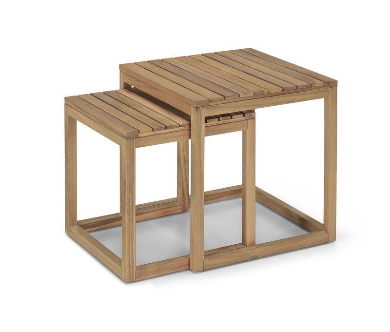 Tchibo - 2 Garten-Beistelltische - 50x50x50,5cm - braun - Holz / Akazienholz / Stahl