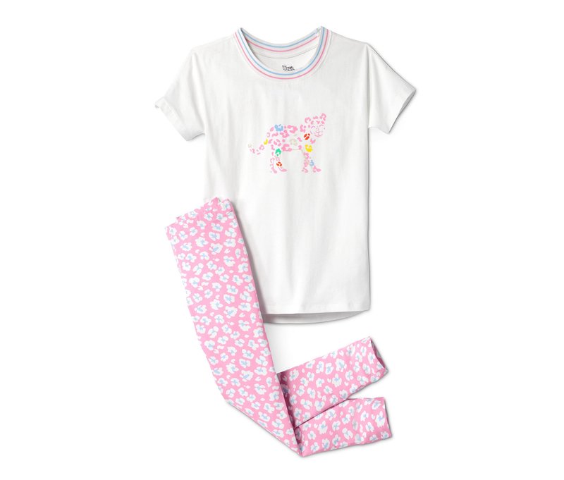 Tchibo - Kurzarm-Pyjama mit Leggings - Mädchen - Gr. 98/104 - hellblau/print