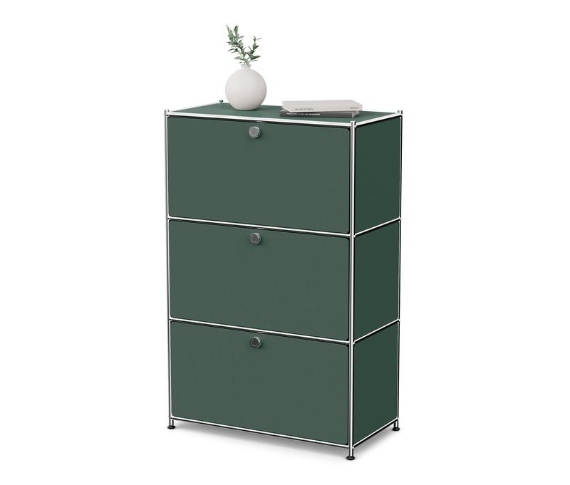 Tchibo - Kommode Metall »Cn3« mit 3 Klappenfächern - 77x40x120,5cm - olivgrün - Stahl / Aluminium / Kunststoff