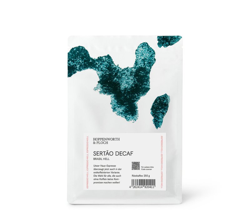 Hoppenworth & Ploch - Sertao Espresso Decaf, entkoffeiniert - 250 g Ganze Bohne - Intensität: 4/6