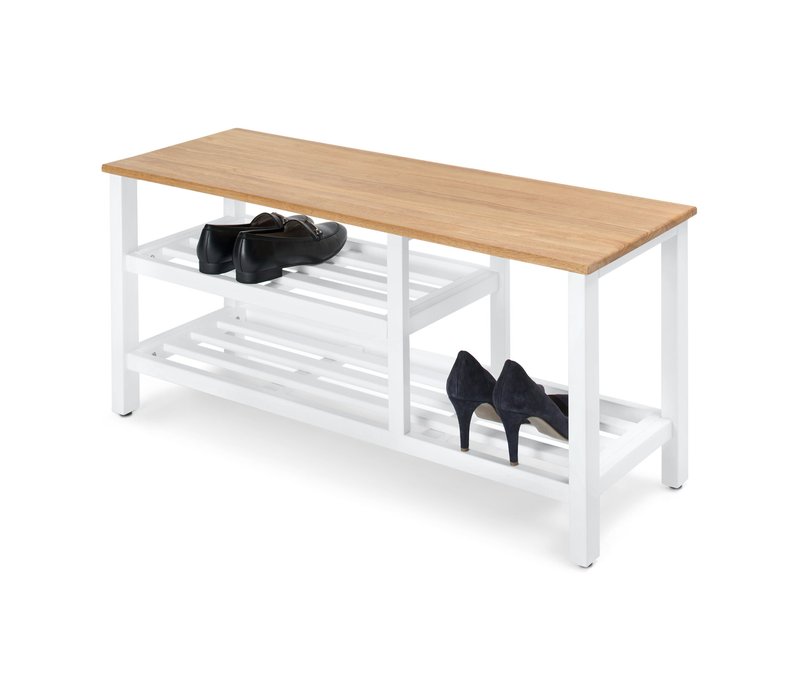 Tchibo - Schuhbank mit offenem Schuhfach - 100x35x45,5cm - weiß - Rubberwood-Holz