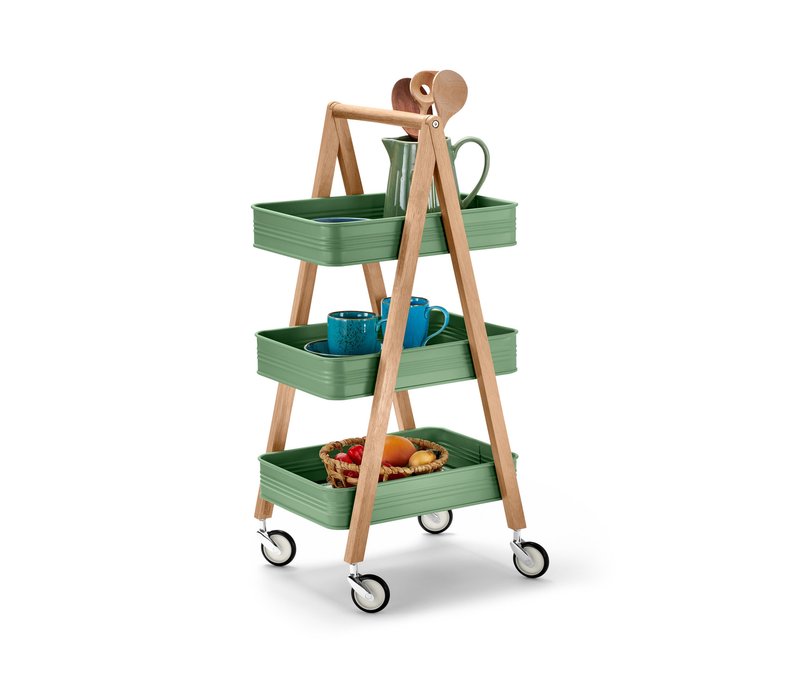 Tchibo - Küchen-Servierwagen - 39x32,5x80,5cm - braun - Metall / Holz