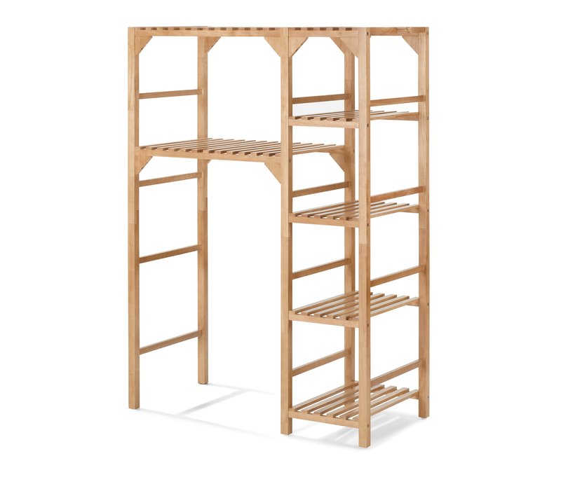 Tchibo - Waschmachinenregal mit Seitenelement - 105x48x140,5cm - naturfarben - Rubberwood-Holz