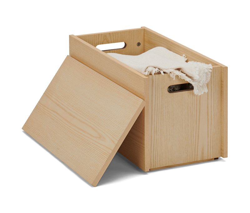 Tchibo - Stapelbox mit Deckel - 60x30x33cm - braun - Holz / Eschenholzfurnier