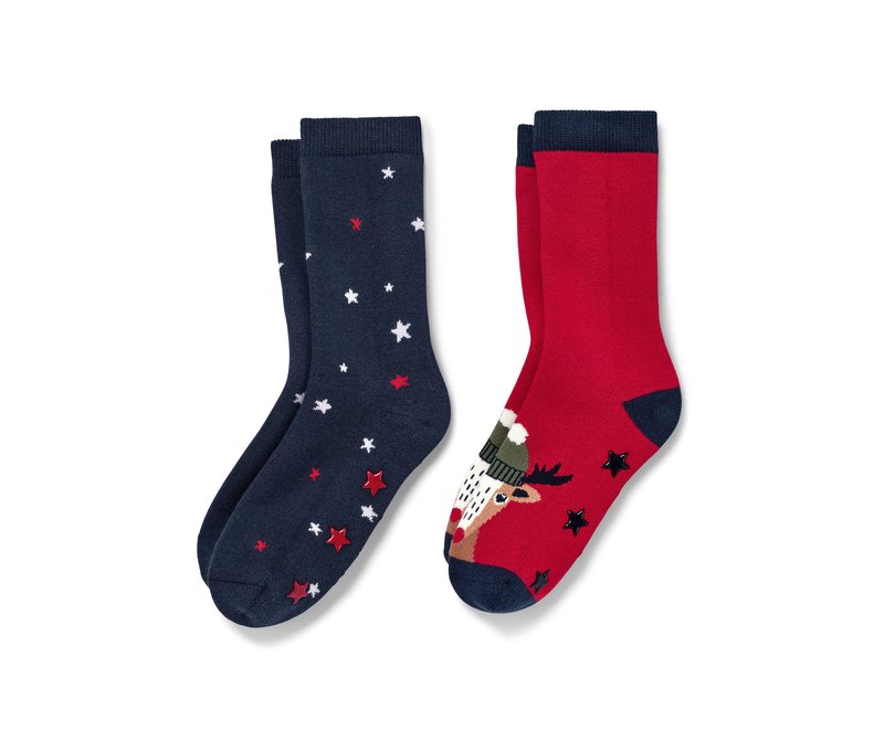 Tchibo - 2 Paar Rentier Keinkind-Antirutsch-Socken - Baby - Gr. 19-22 - dunkelblau/jacquard