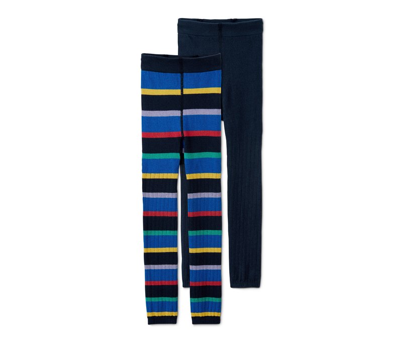 Tchibo - 2 Strickleggings - Mädchen - Gr. 146/152 - dunkelblau/gestreift