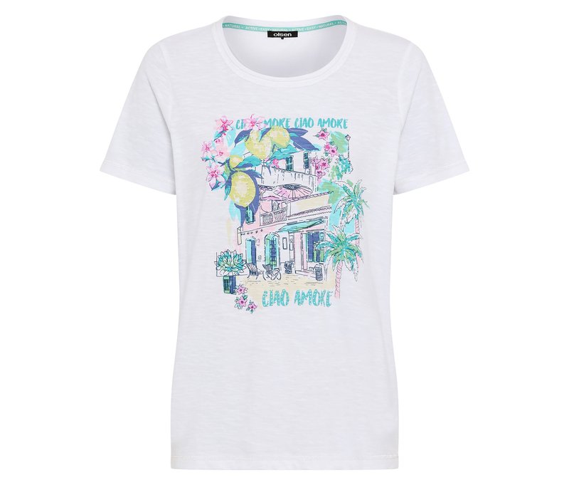 Tchibo - Olsen T-Shirt mit Placement-Print - Damen - Gr. 42 - weiß