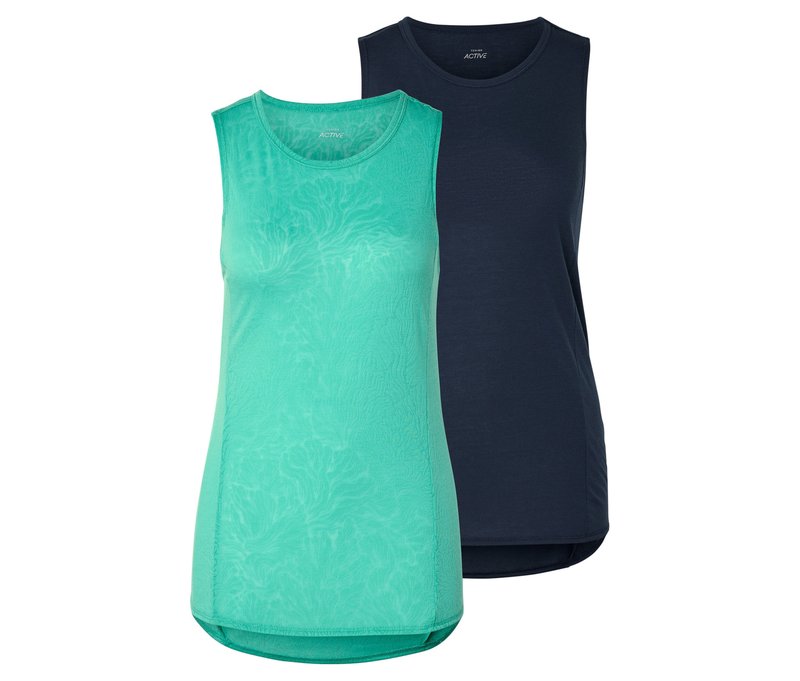 Tchibo - 2 Sport-Tops - Damen - Gr. L - türkis/print