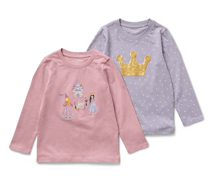 Tchibo - 2 Kinder-Langarmshirts - Mädchen - Gr. 122/128 - rosa
