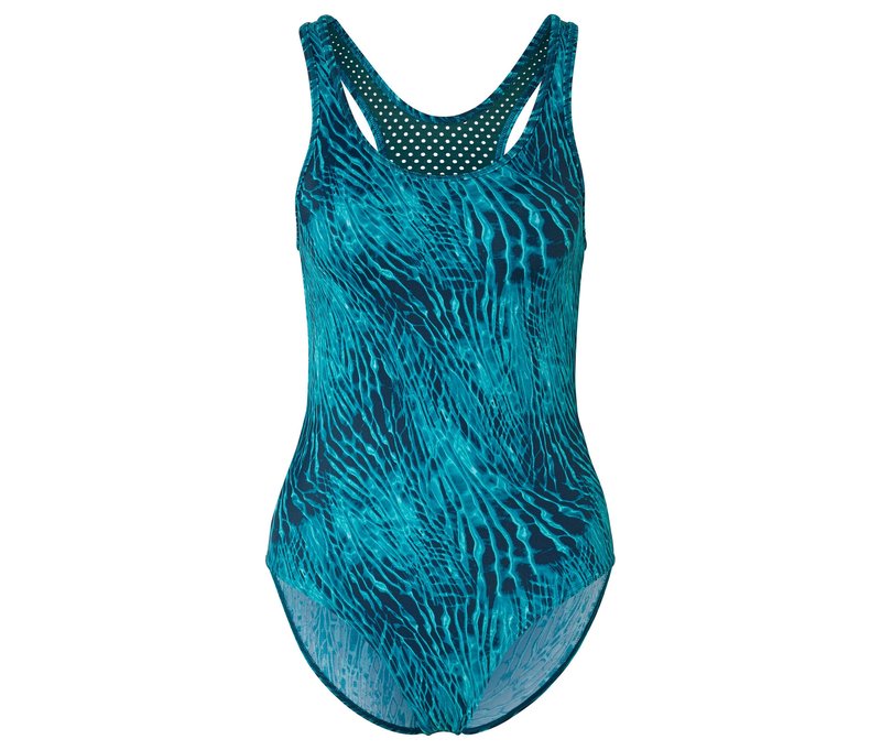 Tchibo - Sport-Badeanzug - Damen - Gr. 44 - petrol/print