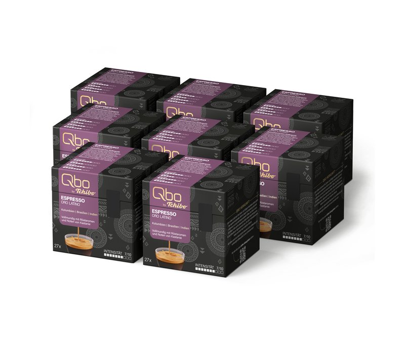 Qbo Espresso ORO Latino - 216 Kapseln - Intensität: 7/10
