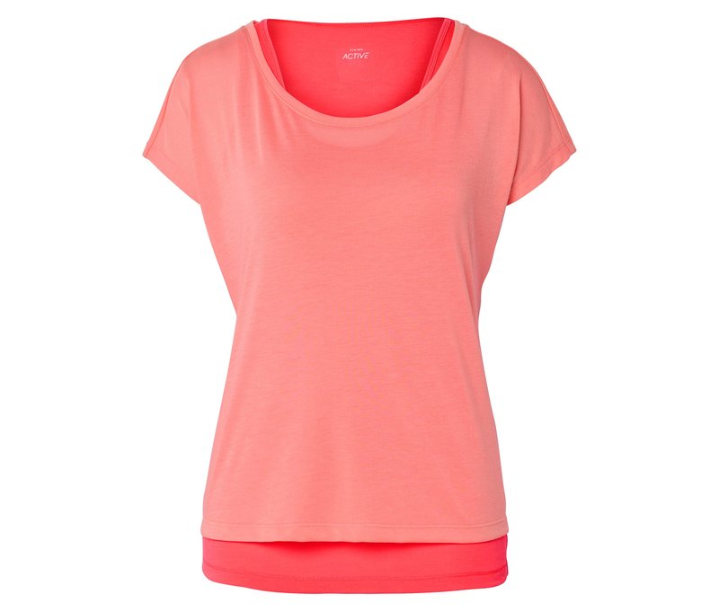 Tchibo - 2-in-1-Kurzarm-Sportshirt - Damen - Gr. XL - koralle