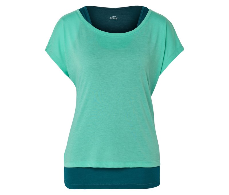 Tchibo - 2-in-1-Kurzarm-Sportshirt - Damen - Gr. XXL - petrol