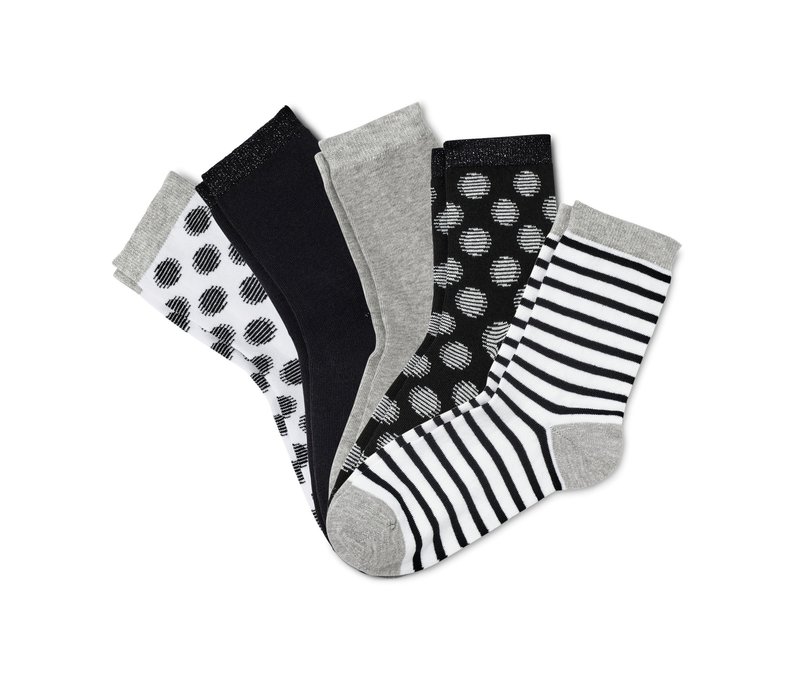 Tchibo - 5 Paar Socken - Mädchen - Gr. 35-38 - schwarz/gepunktet