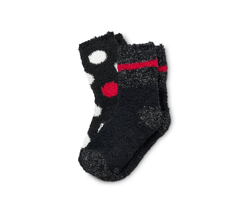 Tchibo - 2 Paar Kuschelsocken - Mädchen - Gr. 31-34 - silber/gepunktet
