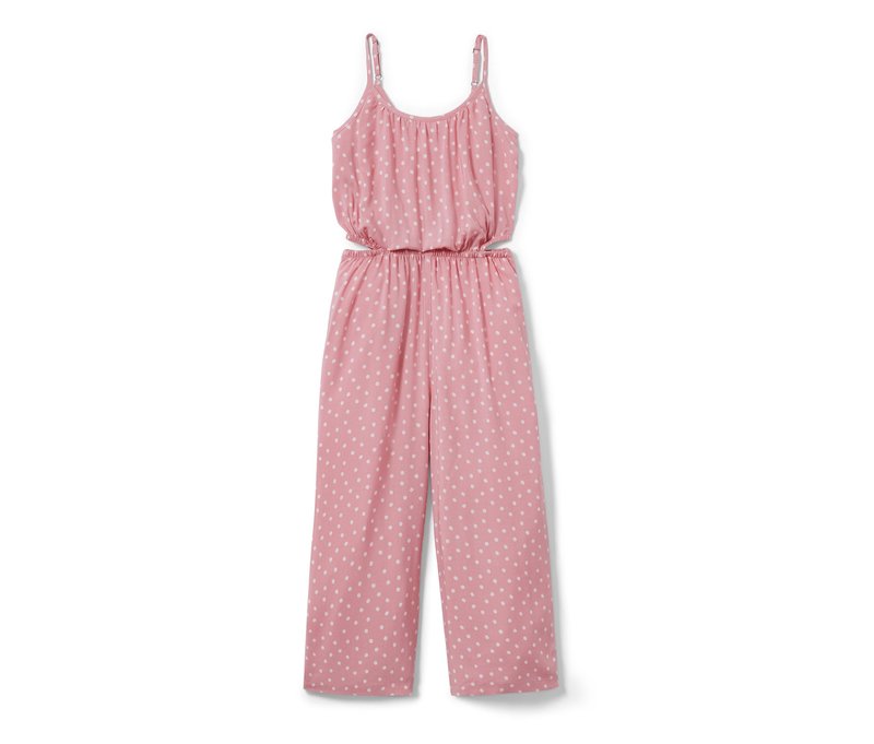 Tchibo - Kinder-Web-Jumpsuit in 7/8-Länge - Gr. 146/152 - beige/gepunktet