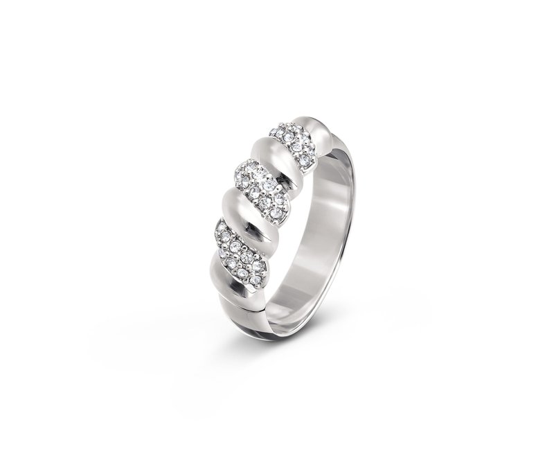 Tchibo - Ring Sparkle Rows - Damen - Gr. 19 - silber