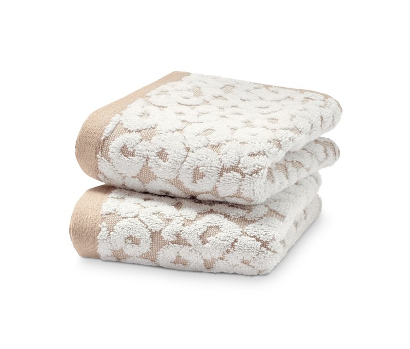 Tchibo - 2 Premium-Jacquard-Gästehandtücher im Leo-Dessin - beige