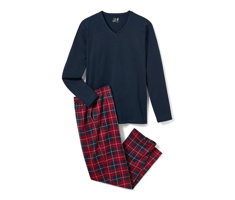 Tchibo - Pyjama - Herren - Gr. XL - weiß/kariert