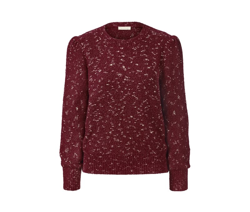 Tchibo - Grobstrickpullover mit Glitzergarn - Damen - Gr. L - dunkelrot