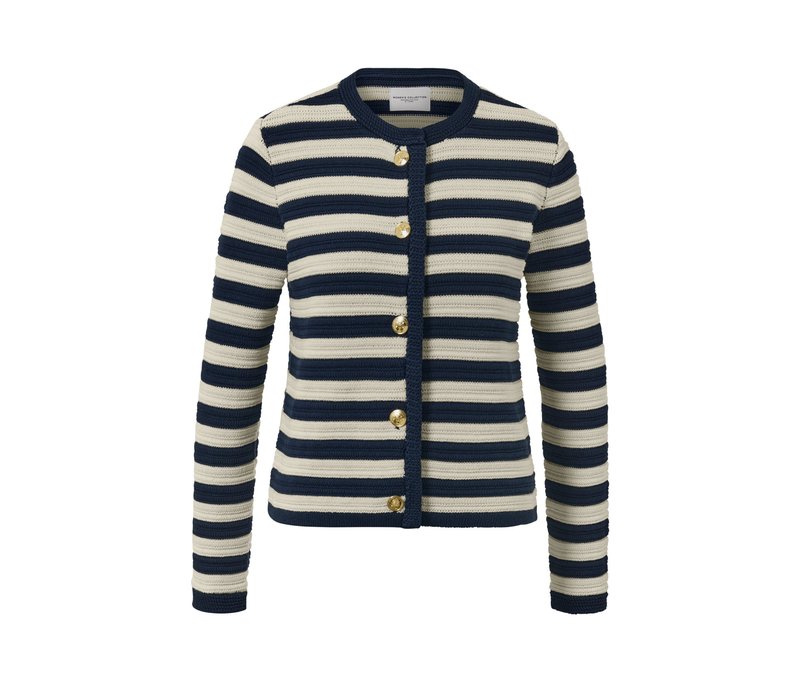 Tchibo - Cardigan aus Strukturstrick - Damen - Gr. 38 - dunkelblau/gestreift