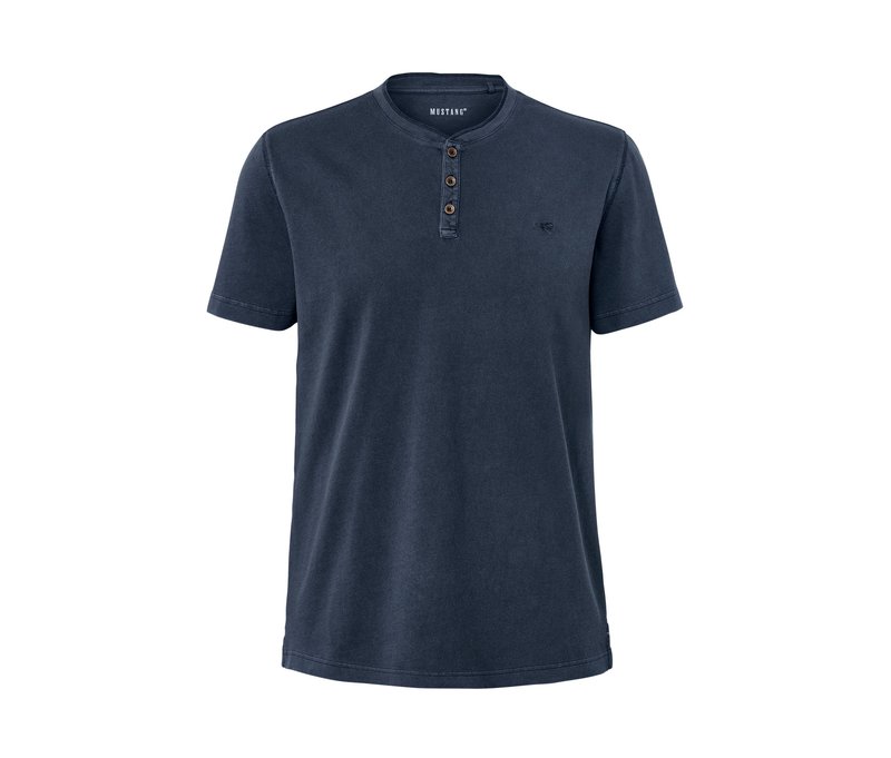 Tchibo - Kurzarm Henley »Mustang« - Herren - Gr. L - blau