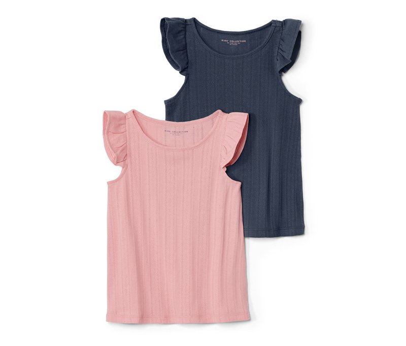 Tchibo - 2 Kinder-Shirts mit Ajourmuster - Mädchen - Gr. 110/116 - blau