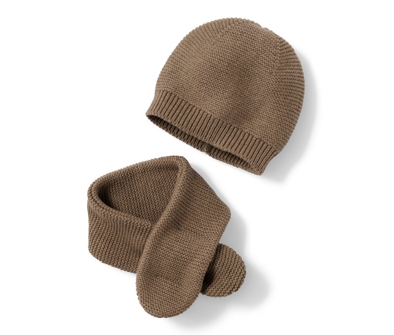 Tchibo - Baby Mütze + Schal - Gr. 49-52 - braun