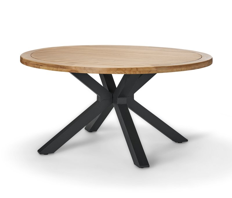 Tchibo - Teak-Esstisch mit modernem X-Fuß - 1x84x158cm - schwarz - Holz / Holz / Aluminium