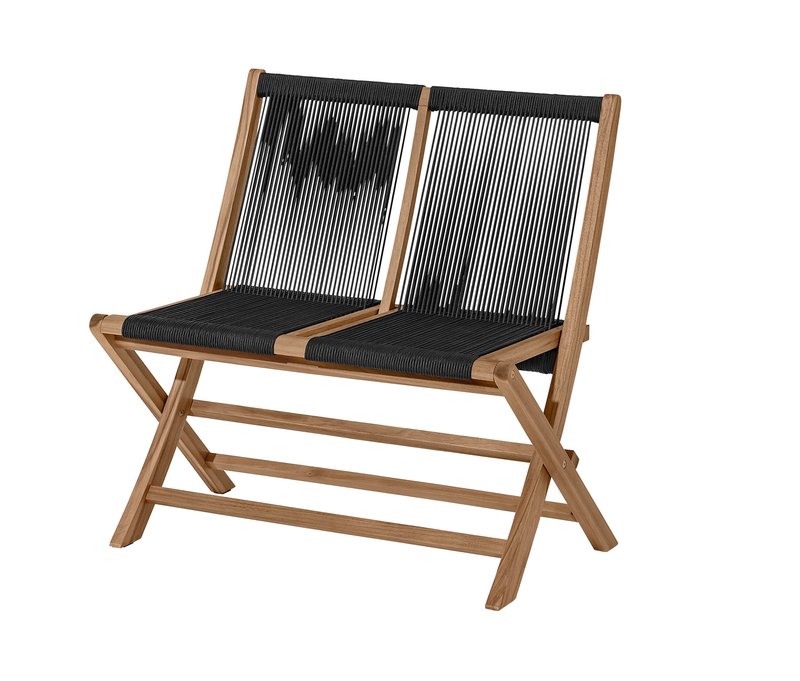 Tchibo - Klappbare Gartenbank mit Textilgeflecht - 90x56x87cm - schwarz - Holz / Akazienholz / Stahl
