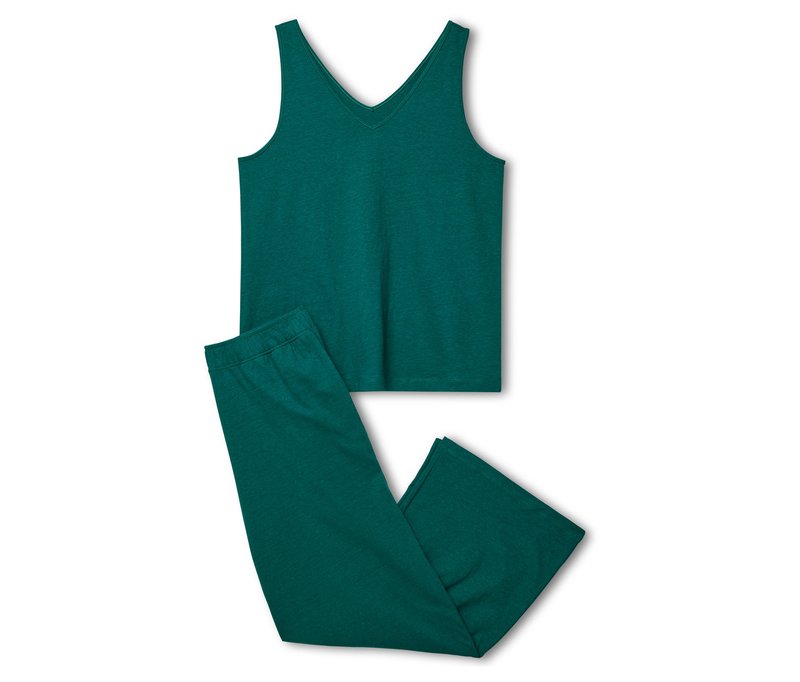 Tchibo - 7/8-Pyjama-Set - Damen - Gr. L - dunkelgrün
