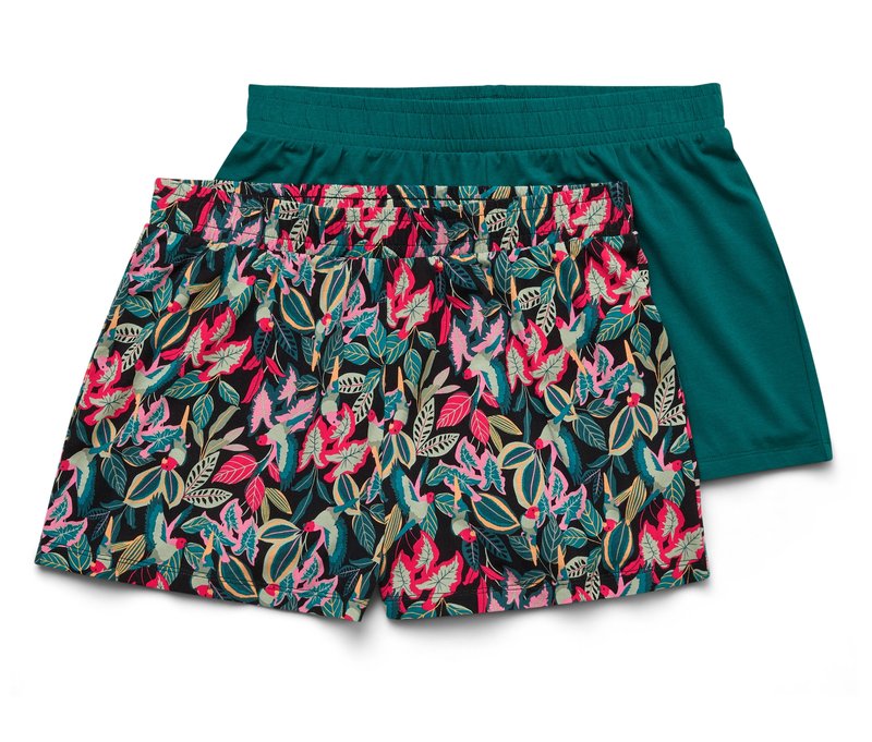 Tchibo - 2 Shorts - Damen - Gr. XS - dunkelgrün/print