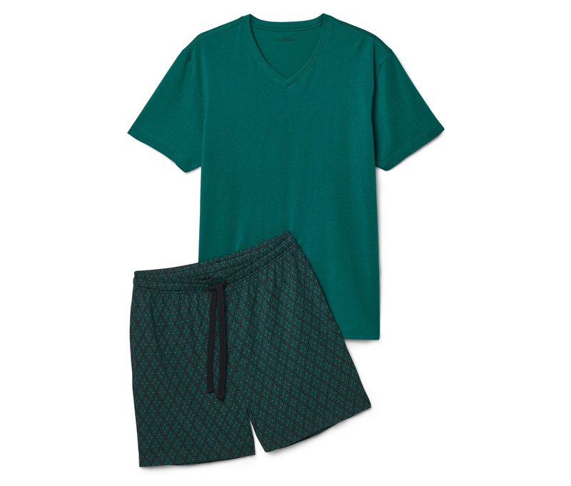 Tchibo - Shorty-Pyjama-Set - Herren - Gr. M - dunkelgrün/paisley