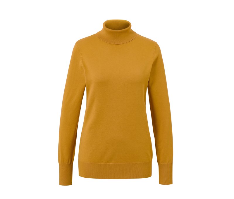 Tchibo - Feinstrick-Rollkragenpullover - Damen - Gr. L - senfgelb