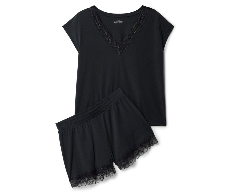 Tchibo - Shorty-Pyjama-Set - Damen - Gr. XL - schwarz
