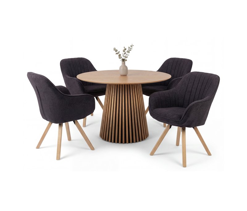 deVries Esstisch »Oria« - 59x61x84cm - dunkelgrau - Eichenholz / Polyester / Holz