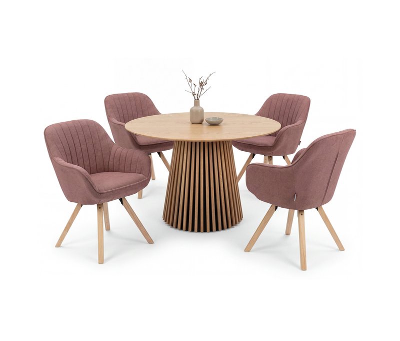 deVries Esstisch »Oria« - 59x61x84cm - rosé - Eichenholz / Polyester / Holz