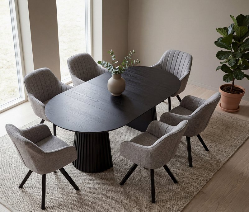deVries Esstisch »Andria« - 59x61x84cm - hellgrau - Eichenholz / Polyester / Holz