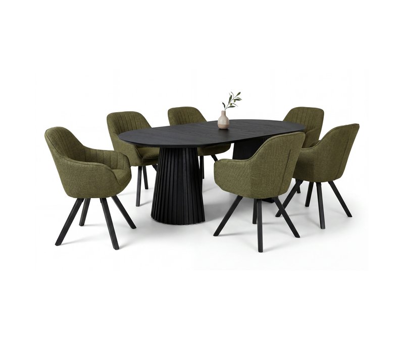 deVries Esstisch »Andria« - 59x61x84cm - schwarz - Eichenholz / Polyester / Holz