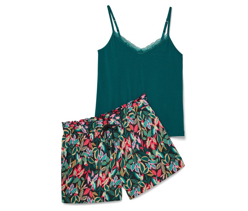 Tchibo - Shorty-Pyjama-Set - Damen - Gr. 34 - dunkelgrün