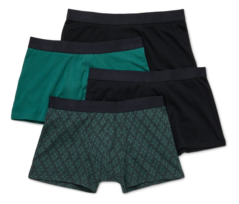 Tchibo - 4 Slipboxer - Herren - Gr. S/4 - dunkelgrün/paisley