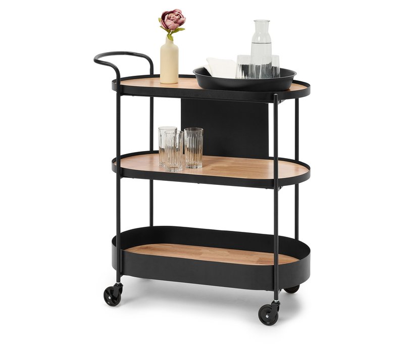 Tchibo - Servierwagen mit Tablett - 85x39,7x96cm - schwarz - Rubberwood-Holz / Stahl