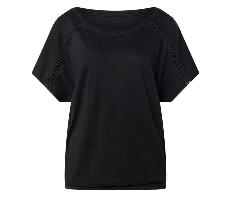Tchibo - Blusenshirt mit Stickerei - Damen - Gr. M - schwarz