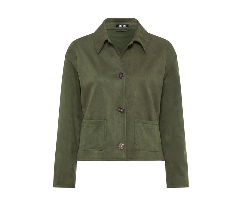 Tchibo - Olsen Velours-Jacke - Damen - Gr. 36 - olivgrün