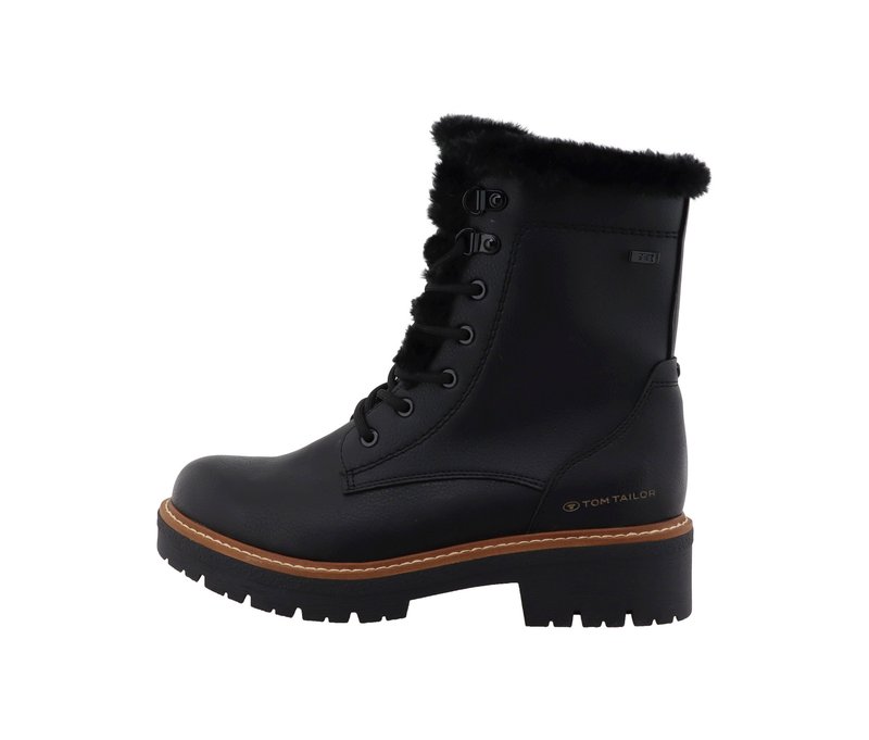 Tom Tailor Lammfellimitat-Boots - Damen - Gr. 37 - schwarz